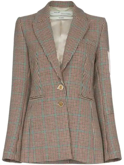 Off-white Contrast-patch Tweed Blazer - 棕色 In Multicolor