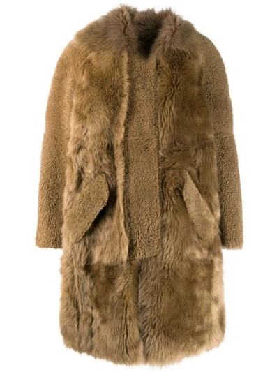 Yves Salomon Oversized Fur Coat In Neutrals