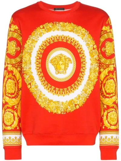 Versace Medusa Print Sweatshirt In Red