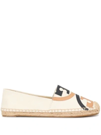 Tory Burch Poppy Flat Logo Slip-on Espadrilles In Powder/ Multi