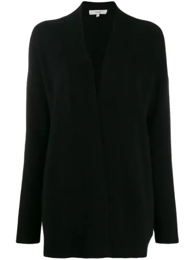 Vince Long Open Front Cashmere Cardigan In Black
