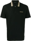 VERSACE VERSACE CONTRASTING EMBROIDERY POLO SHIRT - 黑色