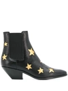 SAINT LAURENT STAR EMBOSSED ANKLE BOOTS