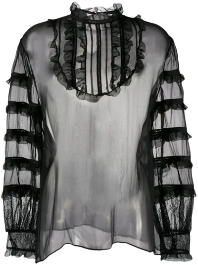 Valentino Garavani Sheer Organza Blouse In Black