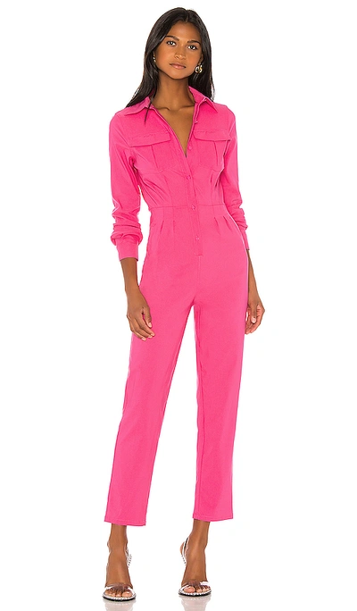 Superdown Alicia Button Up Jumpsuit In Pink.