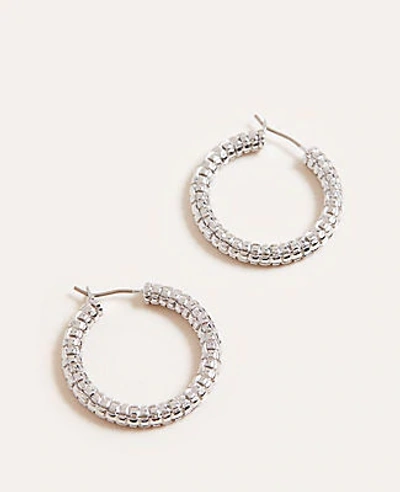 Ann Taylor Basketweave Hoop Earrings In Metallic