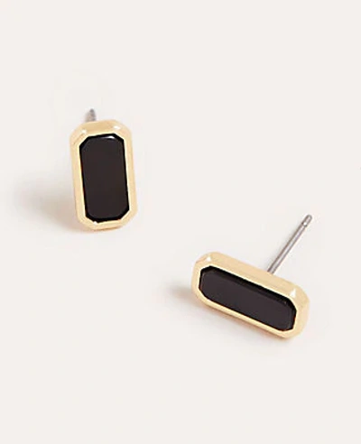 Ann Taylor Rectangle Stone Stud Earrings In Black