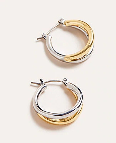 Ann Taylor Two Tone Hoop Earrings In Gold