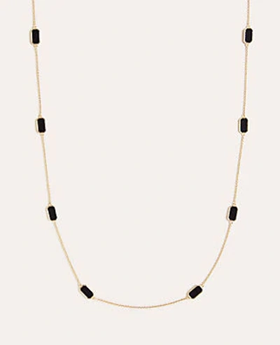 Ann Taylor Rectangle Stone Station Necklace In Black