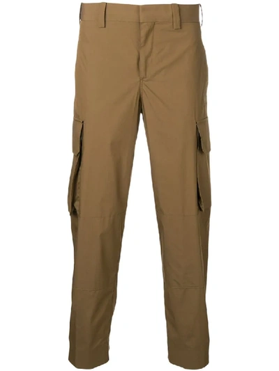 Neil Barrett Cargo Cropped Trousers In Brown