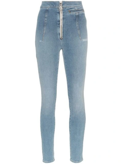 Off-white Skinny-jeans Mit Bleached-effekt In Blue