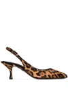 Dolce & Gabbana Leopard-print Calf Hair Slingback Pumps In Brown