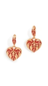 OSCAR DE LA RENTA PAINTED HEART EARRINGS