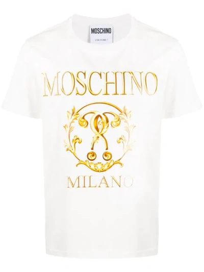 Moschino Baroque Logo Print Tee In White