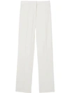 BURBERRY SATIN STRIPE DETAIL WOOL TAILORED TROUSERS