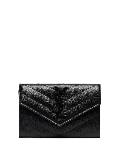 SAINT LAURENT Monogramme quilted textured-leather wallet