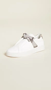 Alexandre Birman Clarita Jungle Genuine Python Bow Sneaker In Natural Molurus/white