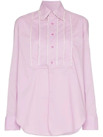 Area Embellished Tucks Tailored Shirt In Pink