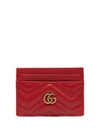 Gucci Gg Marmont Quilted Leather Cardholder In 6433 Red