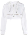 FENDI LOGO EMBROIDERED CROPPED HOODIE