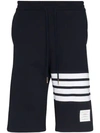 Thom Browne Pantaloncini Da Allenamento A 4 Barre In Blue