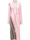 Jw Anderson Belted Striped Crepe De Chine Maxi Dress In Pink