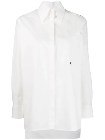 Fendi Asymmetric Embroidered Cotton-poplin Shirt In White