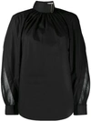 FENDI BELTED NECK DRAPED BLOUSE