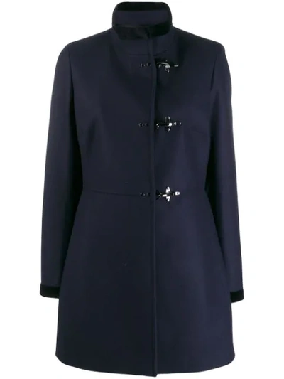 Fay High Neck Duffle Coat In Blue
