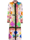 VERSACE BELTED COSMETIC PRINT DRESS