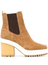 Hogan Block Heel Ankle Boots In Light Brown