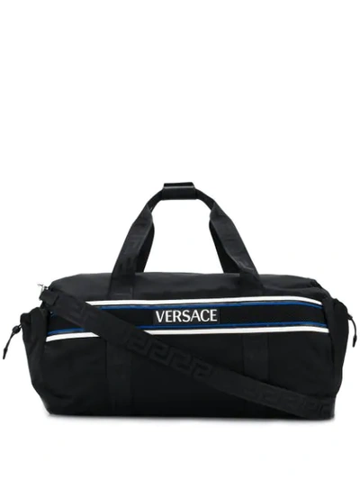 Versace Contrast Logo Holdall In Black