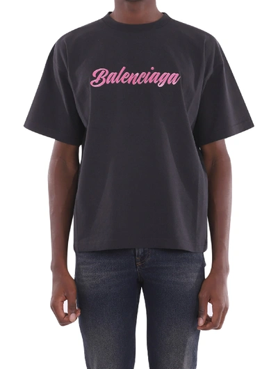 Balenciaga Logo-print Cotton-jersey T-shirt In Black