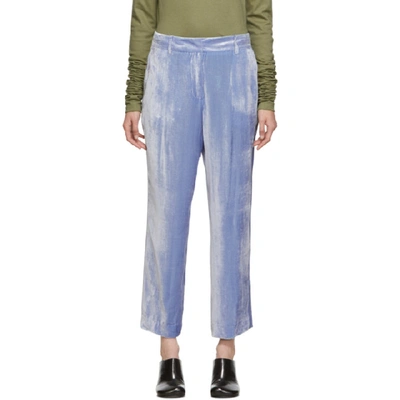 Sies Marjan Willa Silk And Cotton-blend Corduroy Trousers In Blue