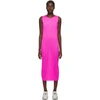 Issey Miyake Sleeveless Satin Pleated Midi Dress In 22 Pink