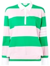 THOM BROWNE 4-BAR GREEN OVERSIZED RUGBY POLO