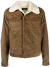 DSQUARED2 FAUX SHEARLING TRIM CORDUROY JACKET