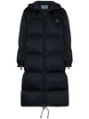 PRADA HOODED LONG PUFFER COAT