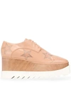 Stella Mccartney Elyse Embellished Cutout Faux Leather Platform Brogues In Pink