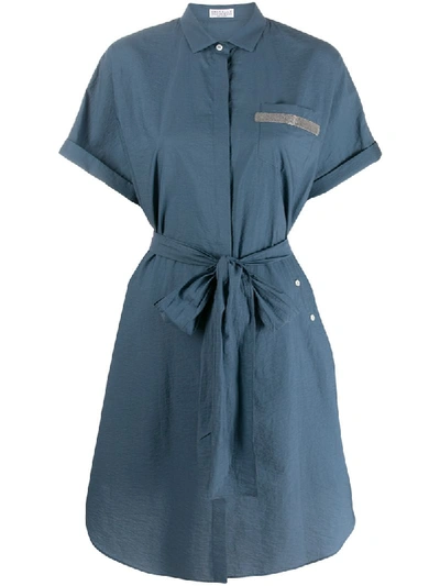 Brunello Cucinelli Verziertes Hemdkleid - Blau In Blue