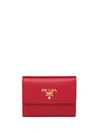 PRADA PRADA LOGO TRIFOLD WALLET - RED