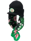 GUCCI GUCCI LOGO SCARF BEANIE - 黑色