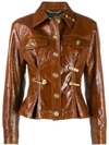 VERSACE SAFETY PIN-EMBELLISHED LEATHER JACKET