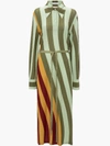Jw Anderson Warped Stripe Print Polo Dress In Purple