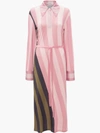 Jw Anderson Belted Striped Crepe De Chine Maxi Dress In Pink
