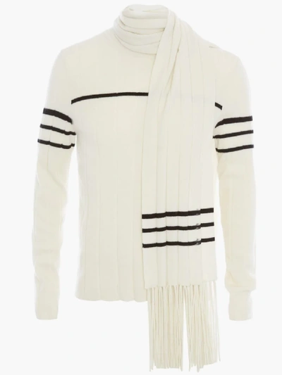 Jw Anderson Scarf Detail Sweater In White