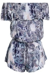 EBERJEY GITANA TULA OFF-THE-SHOULDER PRINTED VOILE PLAYSUIT,3074457345620747570