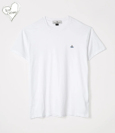 Vivienne Westwood White Crewneck T-shirt With Multicolor Orb Embroidery In Cotton