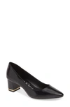 Calvin Klein Nita Womens Leather Slip On Pointed Toe Heels In Black Leather