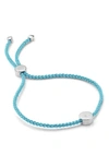 Monica Vinader Linear Solo Diamond Friendship Bracelet In Silver/ Sky Blue